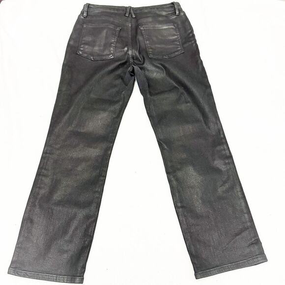 Good American Straight Leg Denim Jeans Black Coated K103 GS001T Size 14/32 - Picture 3 of 10